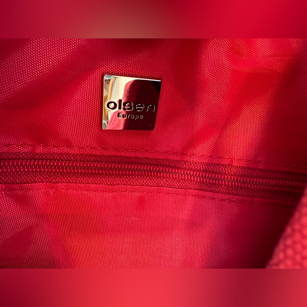 Olsen Europe Red Canvas Tote Bag with Blue Straps - Picture 8 of 14